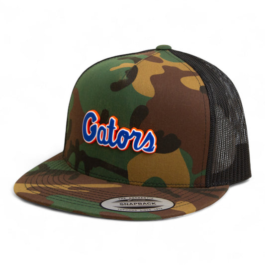Florida Gators Script Blue 3D YP Snapback Flat Bill Trucker Hat- Army Camo/ Black