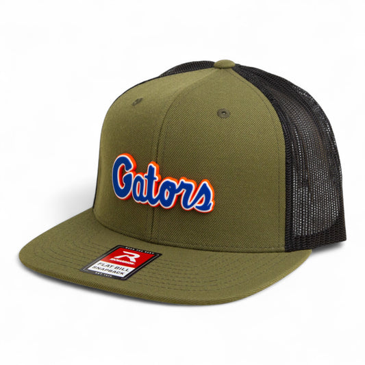 Florida Gators Script Blue 3D Wool Blend Flat Bill Hat- Loden/ Black