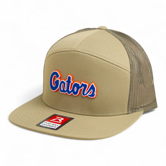 Florida Gators Script Blue 3D Snapback Seven-Panel Flat Bill Trucker Hat- Pale Loden