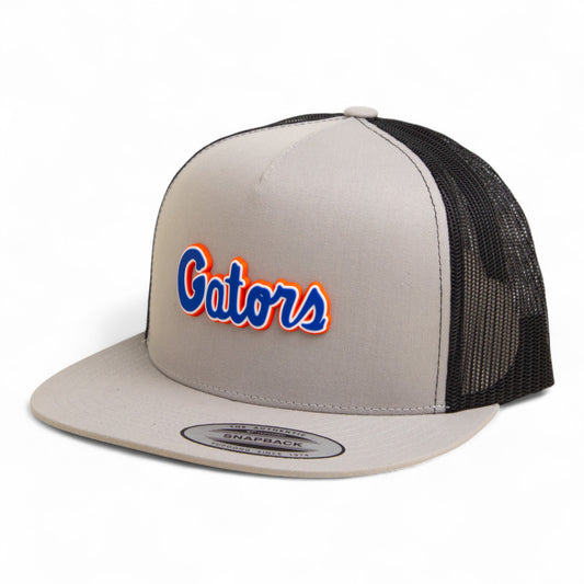 Florida Gators Script Blue 3D YP Snapback Flat Bill Trucker Hat- Silver/ Black