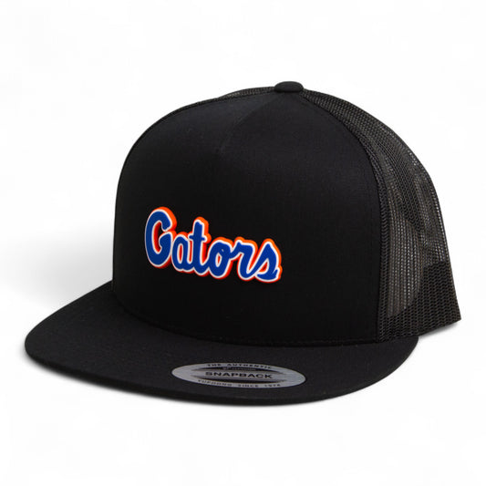 Florida Gators Script Blue 3D YP Snapback Flat Bill Trucker Hat- Black