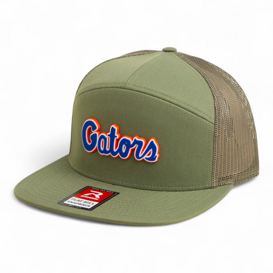 Florida Gators Script Blue 3D Snapback Seven-Panel Flat Bill Trucker Hat- Loden Green