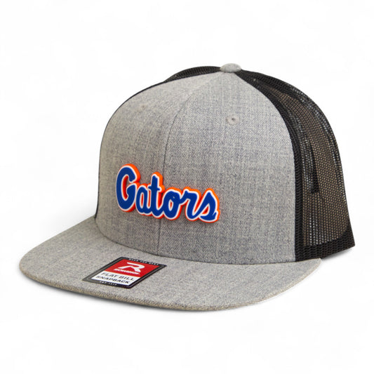 Florida Gators Script Blue 3D Wool Blend Flat Bill Hat- Heather Grey/ Black