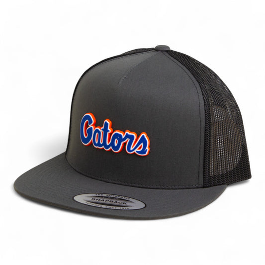 Florida Gators Script Blue 3D YP Snapback Flat Bill Trucker Hat- Charcoal/ Black