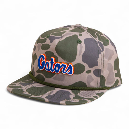 Florida Gators Script Blue 3D Umpqua Rope Hat- Marsh Duck Camo/ Olive Green