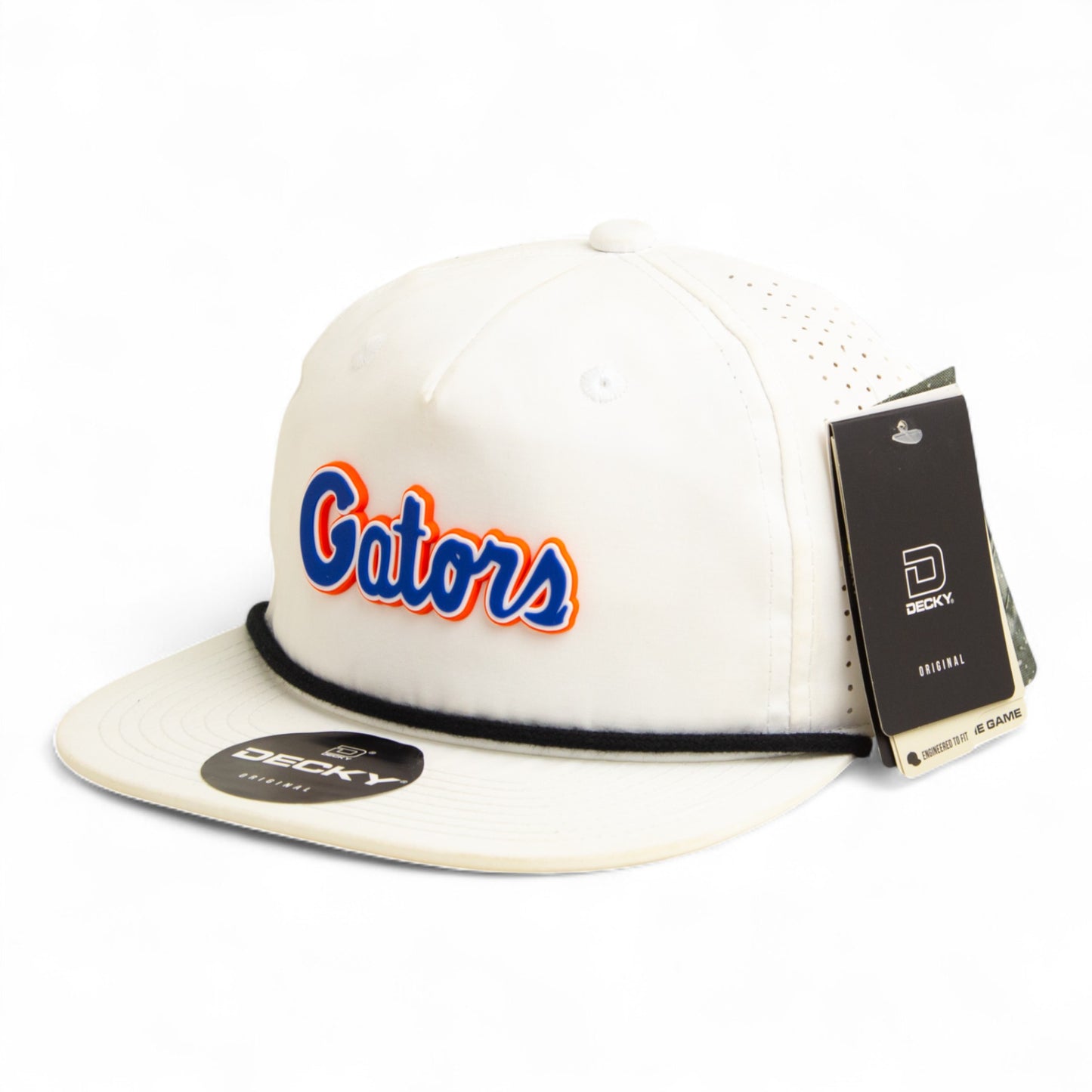 Florida Gators Script Blue 3D Perforated Rope Hat- White/ Black