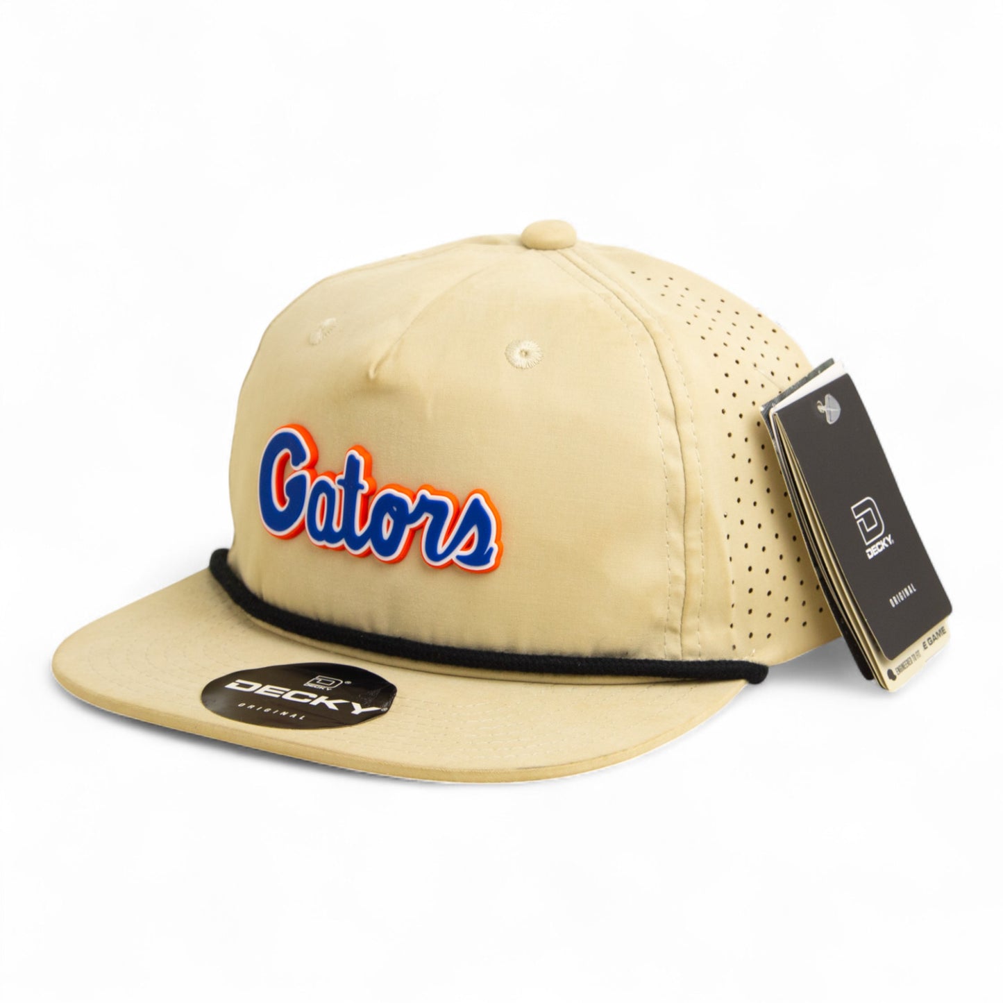 Florida Gators Script Blue 3D Perforated Rope Hat- Birch/ Black