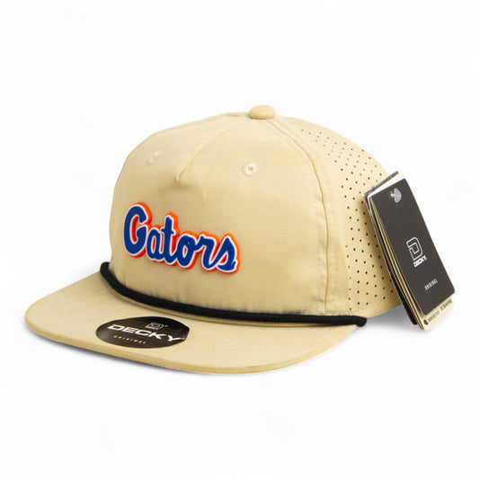 Florida Gators Script Blue 3D Perforated Rope Hat- Birch/ Black