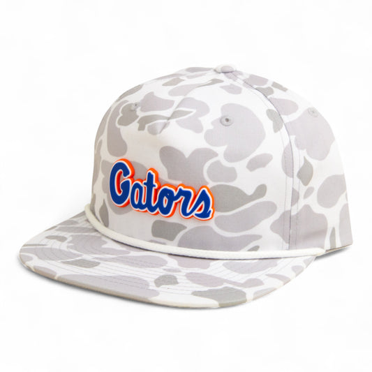 Florida Gators Script Blue 3D Umpqua Rope Hat- Blizzard Duck Camo/ White