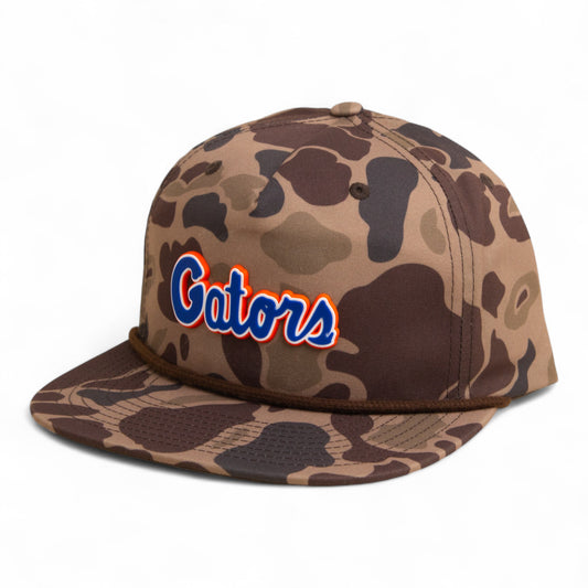 Florida Gators Script Blue 3D Umpqua Rope Hat- Bark Duck Camo/ Brown