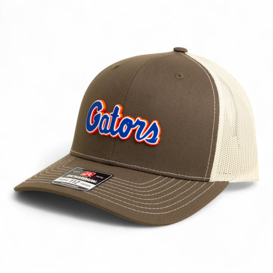 Florida Gators Script Blue 3D Snapback Trucker Hat- Chocolate Chip/ Birch