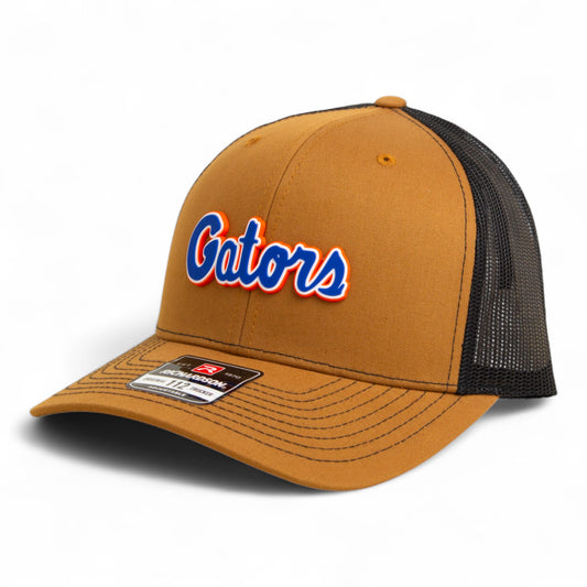 Florida Gators Script Blue 3D Snapback Trucker Hat- Caramel/ Black