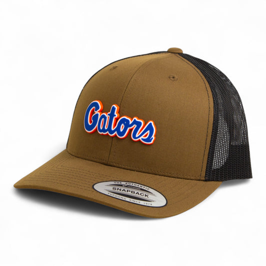 Florida Gators Script Blue 3D YP Snapback Trucker Hat- Coyote/ Black