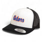 Florida Gators Script Blue 3D YP Snapback Trucker Hat- White/ Black