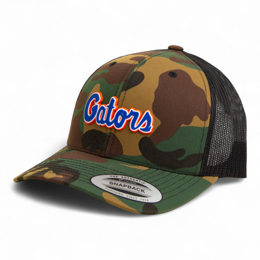 Florida Gators Script Blue 3D YP Snapback Trucker Hat- Army Camo/ Black