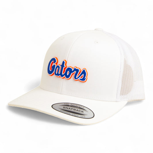 Florida Gators Script Blue 3D YP Snapback Trucker Hat- White