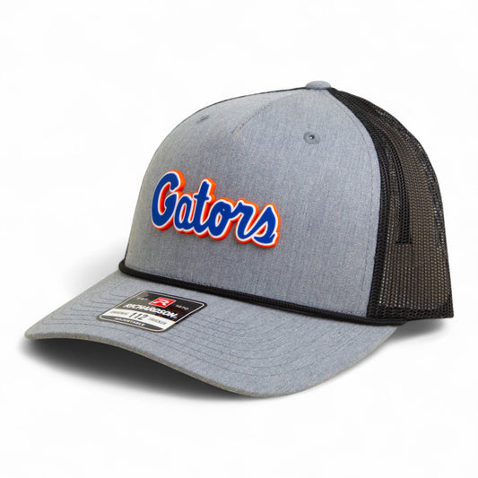 Florida Gators Script Blue 3D Snapback Trucker Rope Hat- Heather Grey/ Black