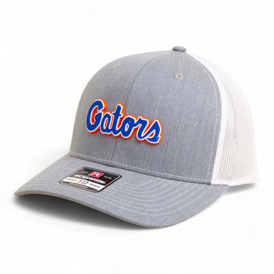 Florida Gators Script Blue 3D Snapback Trucker Hat- Heather Grey/ White