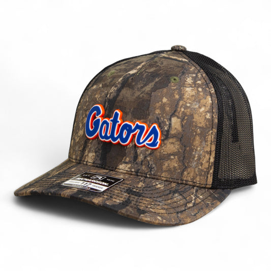 Florida Gators Script Blue 3D Snapback Trucker Hat- Realtree Timber/ Black