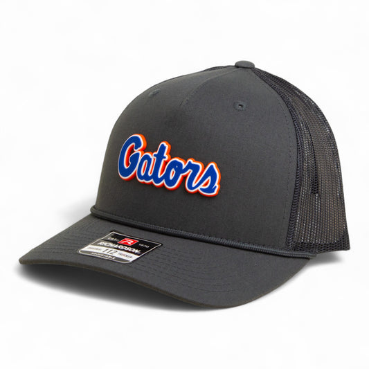 Florida Gators Script Blue 3D Snapback Trucker Rope Hat- Charcoal