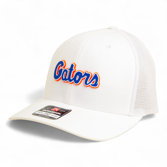 Florida Gators Script Blue 3D Snapback Trucker Hat- White