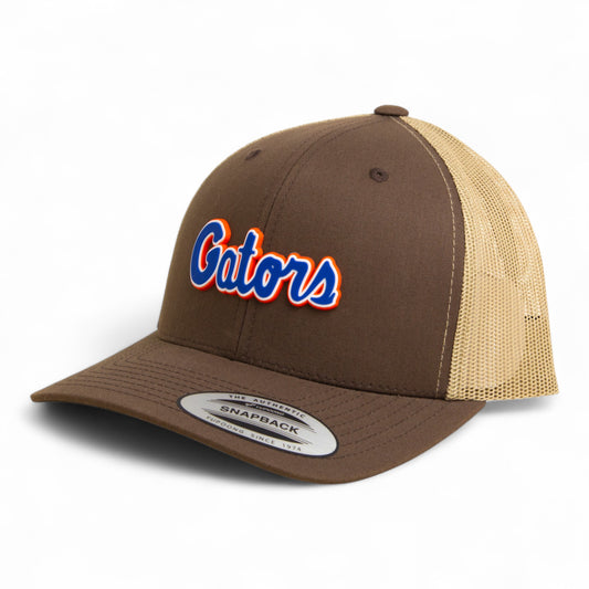 Florida Gators Script Blue 3D YP Snapback Trucker Hat- Brown/ Tan