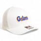 Florida Gators Script Blue 3D Snapback Trucker Hat- White