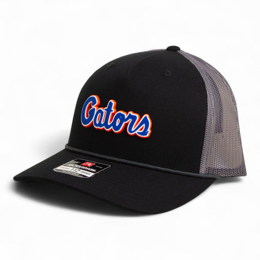 Florida Gators Script Blue 3D Snapback Trucker Rope Hat- Black/ Charcoal