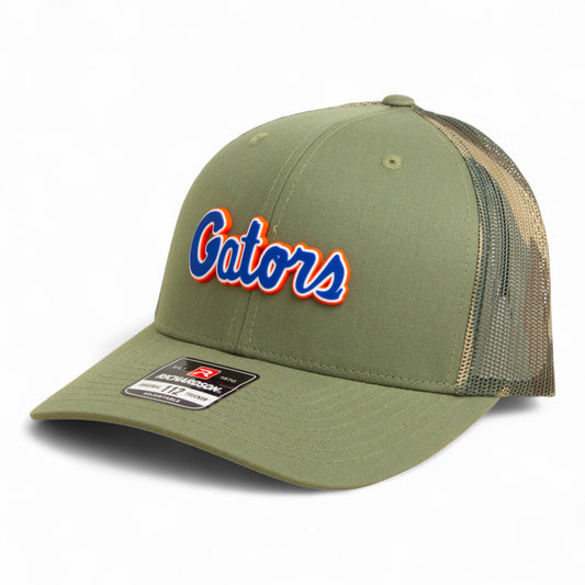 Florida Gators Script Blue 3D Snapback Trucker Hat- Loden/ Green Camo