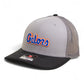 Florida Gators Script Blue 3D Snapback Trucker Hat- Grey/ Charcoal/ Black