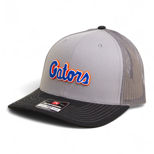 Florida Gators Script Blue 3D Snapback Trucker Hat- Grey/ Charcoal/ Black