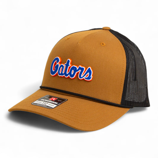 Florida Gators Script Blue 3D Snapback Trucker Rope Hat- Caramel/ Black