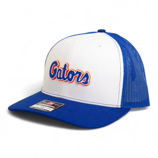 Florida Gators Script Blue 3D Snapback Trucker Hat- White/ Royal