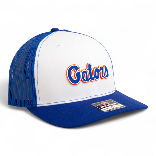 Florida Gators Script Blue 3D Snapback Trucker Hat- White/ Royal