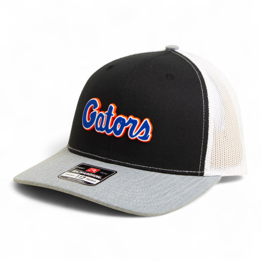 Florida Gators Script Blue 3D Snapback Trucker Hat- Black/ White/ Heather Grey