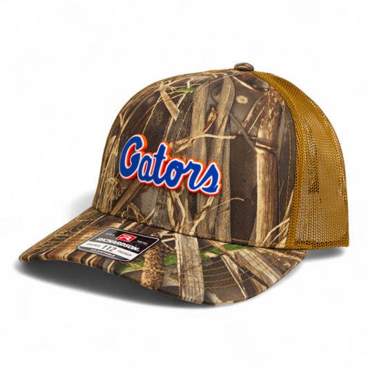 Florida Gators Script Blue 3D Snapback Trucker Hat- Realtree Max 7/ Buck