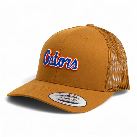 Florida Gators Script Blue 3D YP Snapback Trucker Hat- Caramel