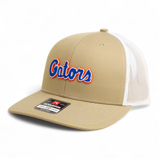 Florida Gators Script Blue 3D Snapback Trucker Hat- Tan/ White