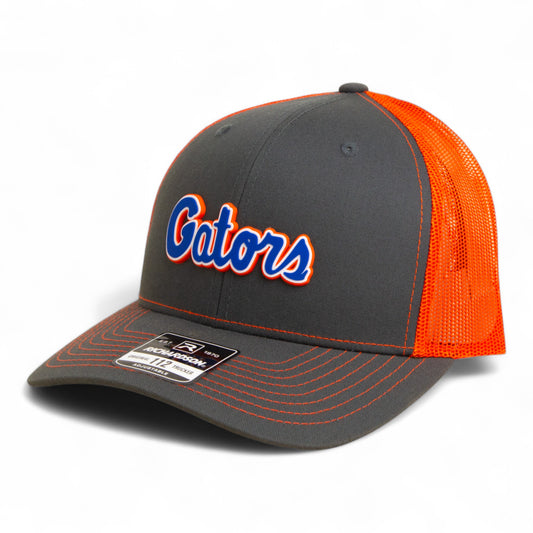 Florida Gators Script Blue 3D Snapback Trucker Hat- Charcoal/ Orange