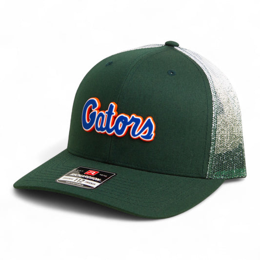 Florida Gators Script Blue 3D Snapback Trucker Hat- Dark Green Fade