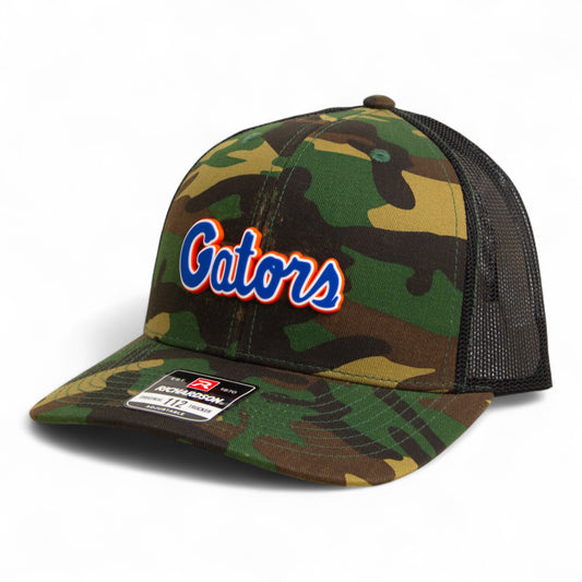 Florida Gators Script Blue 3D Snapback Trucker Hat- Army Camo/ Black