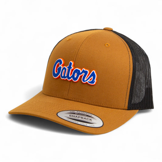 Florida Gators Script Blue 3D YP Snapback Trucker Hat- Caramel/ Black