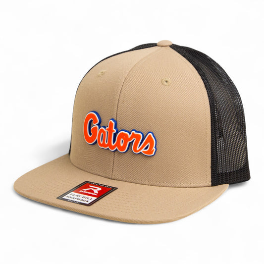 Florida Gators Script Orange 3D Wool Blend Flat Bill Hat- Tan/ Black