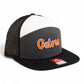Florida Gators Script Orange 3D Snapback Seven-Panel Flat Bill Trucker Hat- Charcoal/ Black/ White