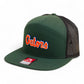 Florida Gators Script Orange 3D Snapback Seven-Panel Flat Bill Trucker Hat- Dark Green/ Black