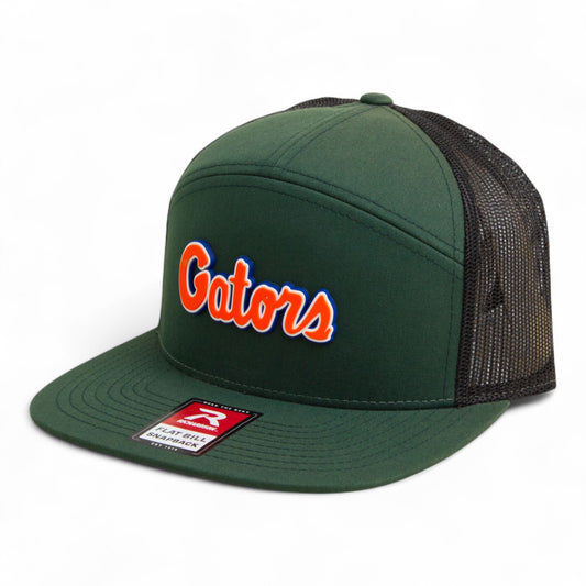 Florida Gators Script Orange 3D Snapback Seven-Panel Flat Bill Trucker Hat- Dark Green/ Black