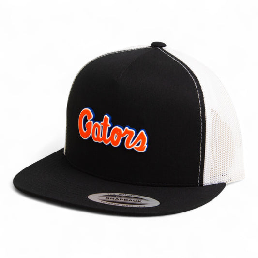 Florida Gators Script Orange 3D YP Snapback Flat Bill Trucker Hat- Black/ White
