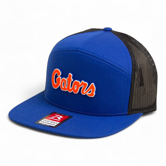 Florida Gators Script Orange 3D Snapback Seven-Panel Flat Bill Trucker Hat- Royal/ Black