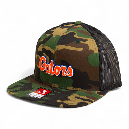 Florida Gators Script Orange 3D Wool Blend Flat Bill Hat- Army Camo/ Black
