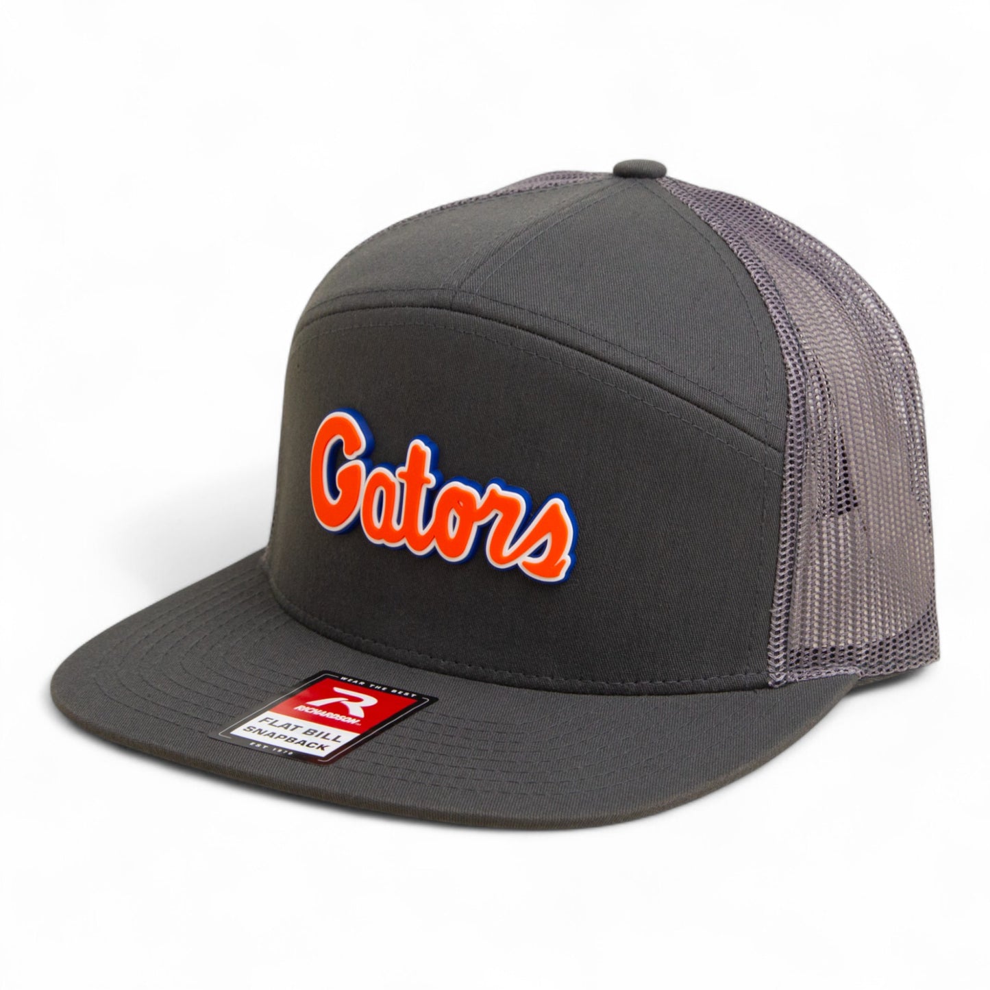 Florida Gators Script Orange 3D Snapback Seven-Panel Flat Bill Trucker Hat- Charcoal